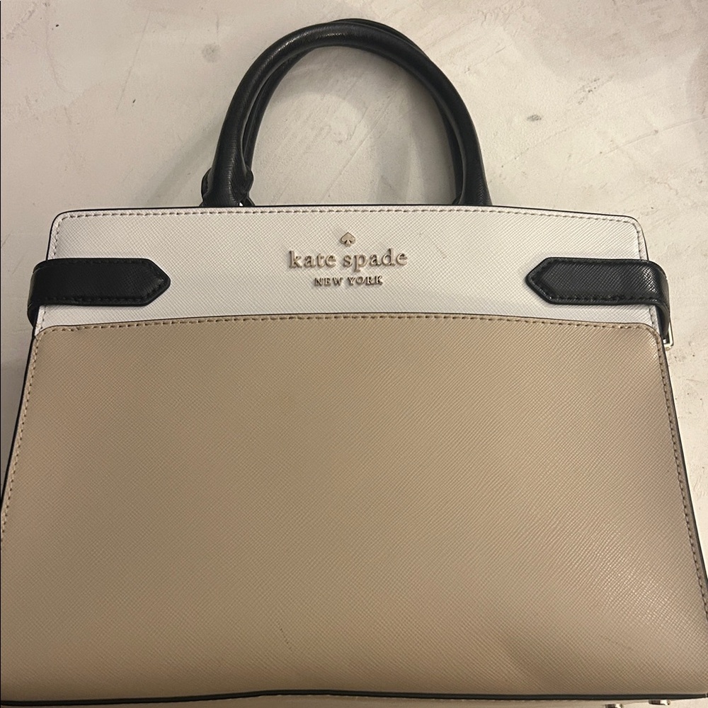 kate spade Cream and Tan Satchel with Wallet and Crossbody Strap